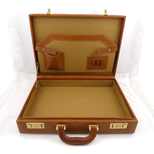 Leather attache briefcase - leather,