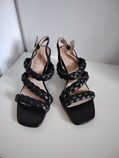 New 42EU 8UK Marks And Spencer M&S Black With Gold Backle Sandals Block Heel 