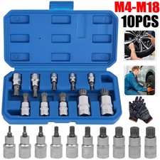 10pcs Multi Spline Bit 1/2"Socket Set 12 point triple square M4 to M18 Boxed Kit