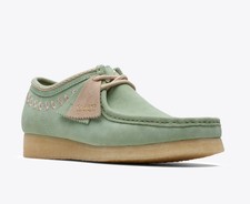 BNIB Clarks Original Wallabee Green Embroidery Suede Men's Shoes Size UK 10G