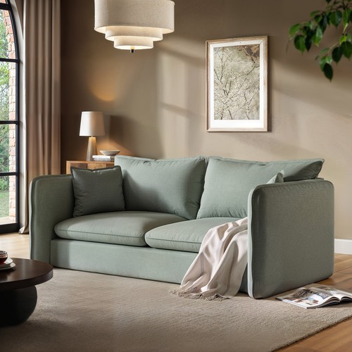 Sage green linen - green, linen-look
