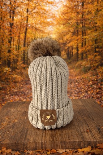 Hand knitted bobble hat with - hat,
