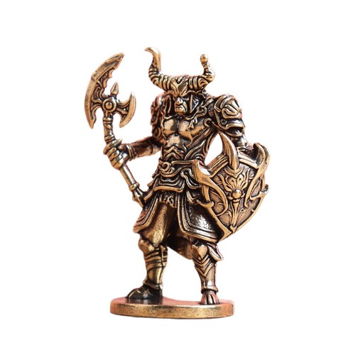 Horned brass warrior figurine - horned,