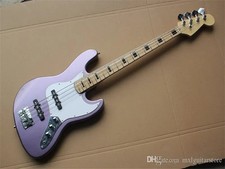 Factory custom Light Purple Electric Bass Guitar with White Pickguard,4 Strings