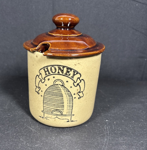 Honey pot lidded brown - lidded, tan