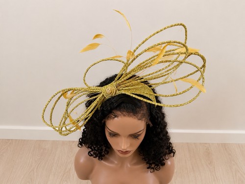 Gold fascinator hat royal - fascinator,