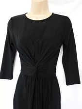 NEXT slinky silky black front twist wrap tunic tea knee dress Evening or work 8