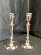 Unmatched Pair Mappin & Webb Filled Sterling Silver Candlesticks - 21.5cm & 21cm