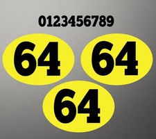 Oval Race Numbers x3 Vinyl Stickers Decals classic more size and colours