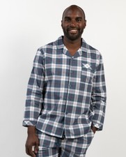 Cyberjammies Pyjama Top Cotton Mens Jasper Blue Check PJ Top LAST ONES LEFT