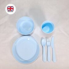 Kids Dinner Set 6 Piece IKEA Plate Bowl Cup Cutlery Blue Tableware Kitchenware