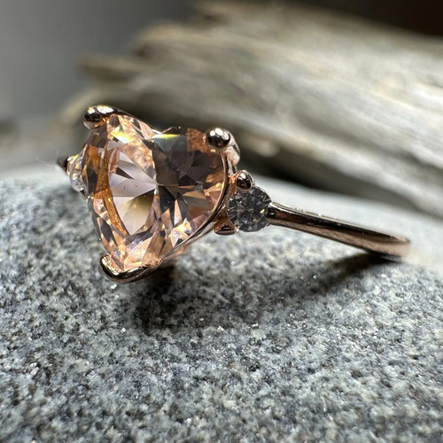 Pink topaz heart ring ladies - pink,