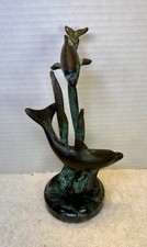 Bronze Dolphin Trio Statue on