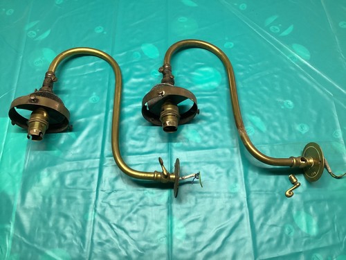 Pair victorian brass gas - victorian,