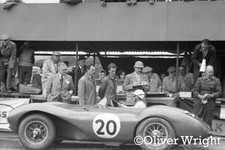 Aston Martin DB3S – 1953 Dundrod TT Peter Collins with David Brown B&W Photo