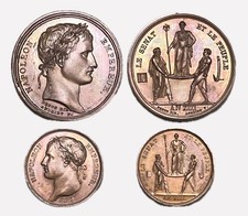 Napoleon AN XIII Medal Pair 33mm & 26mm – Paris Mint – Rainbow Patina – Lot of 2