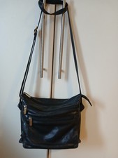 Gigi Black Leather Small Spacios Crossbody Bag