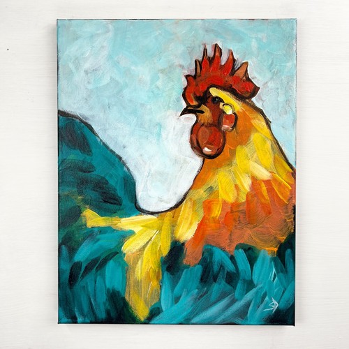 Original rooster painting - rooster,