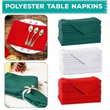 Christmas Red Green Napkins Polyester Fabric Festive Party Hotel Table Linen UK