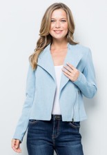 Denim moto jacket - sky, blue
