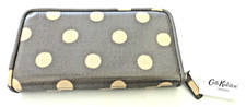Cath Kidston Oilcloth Zip Wallet / Purse Button Spot Grey BNWT
