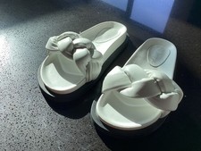 Ladies NASTY GAL White Plaited Real Leather Mules/sliders Size 3/36 Bnnb
