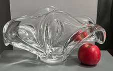 Large Vintage MCM French Art de Vannes Glass Crystal Centre Piece Signed