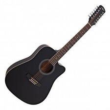 Dreadnought 12 String Acoustic Guitar by Gear4music Black