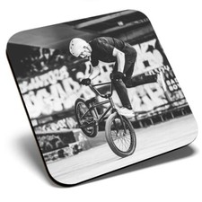 Square Single Coaster bw - BMX