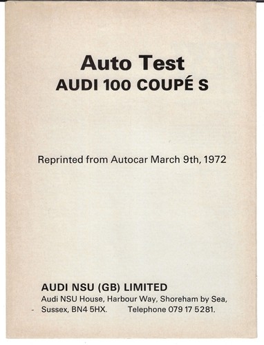 Audi 100 coupe road test - coupe,