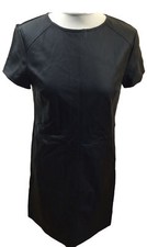 OASIS Black Sleeveless Dress Pat Faux Leather Part Material U.K. 10