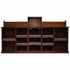 IMPORTANT GOTHIC PUGIN STYLE VICTORIAN WALNUT DWARF OPEN BOOKCASE 274CM WIDE