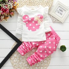 Newborn Baby Girls Minnie Mouse Outfits Clothes T-shirt Tops Long Pants 2PCS Set