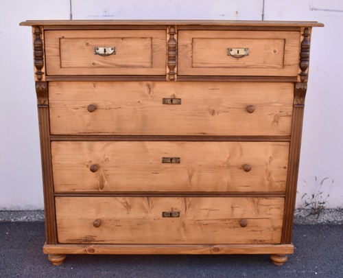 Antique pine chest five - antique,