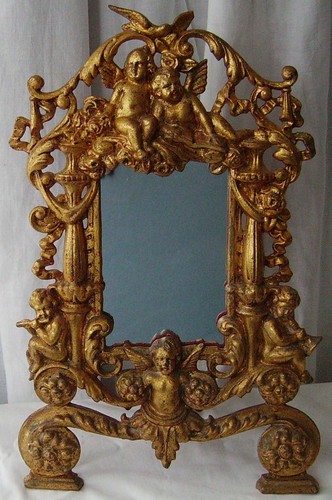 Antique gilt cast iron - iron, mirror