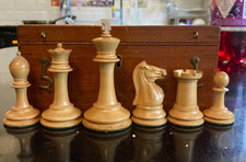 vintage weighted 3 1/2" 9cm king JACQUES chess set boxed