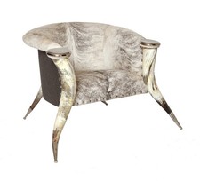 Ankole Arm Chair with Cow Hide