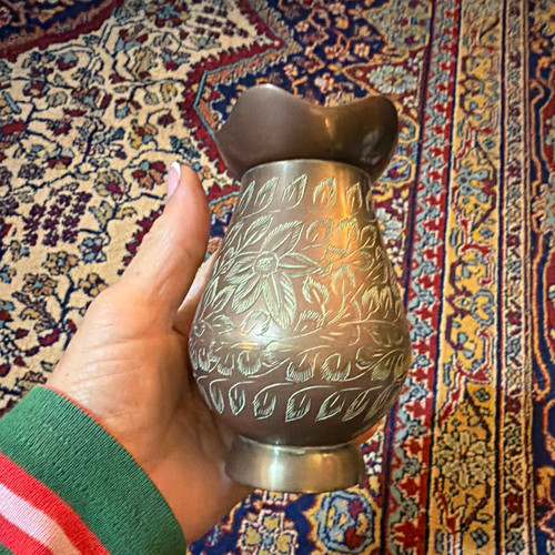 Engraved brass bud - engraved, with