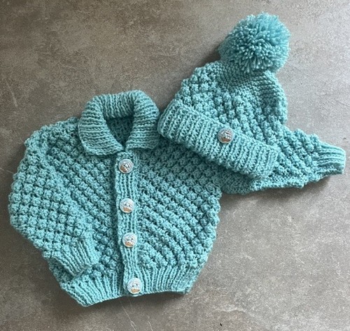 Hand knitted cardigan hat - knitted, &