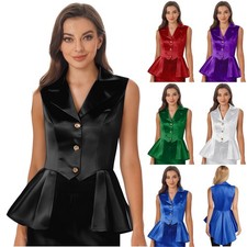 Womens Waistcoat Steampunk Tops Party Outfits Sleeveless Jacket Medieval Cosplay