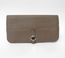 Authentic Hermes Leather Dogon Bifold Long Wallet   F#44582