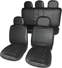 VW POLO SPORT 2002-on PREMIUM FULL SET LEATHER LOOK SEAT COVER SET BLACK QUILTED