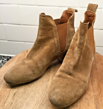 Topshop Womens Barley Tan Suede Heeled Ankle Booties sz 8M Chelsea