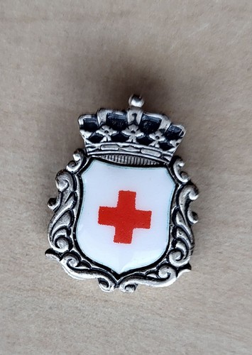 Vintage enamel rode kruis clip - vintage,