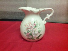 Staffordshire Porcelain Bone China White Floral design Creamer/Milk Jug