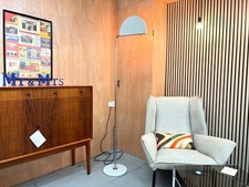 Bruno Gecchelin, Mezzaluna Floor Lamp with Marble Base and Chrome Shaft