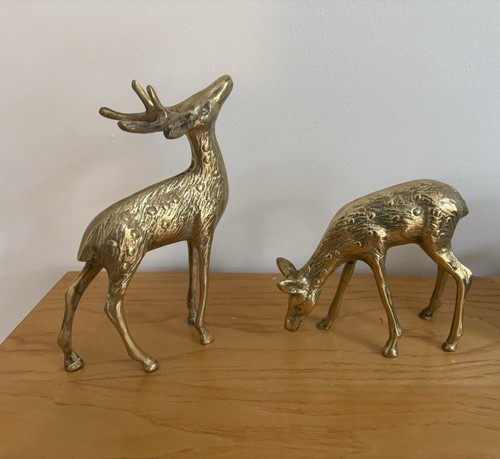 Vintage brass deer figurines - vintage,