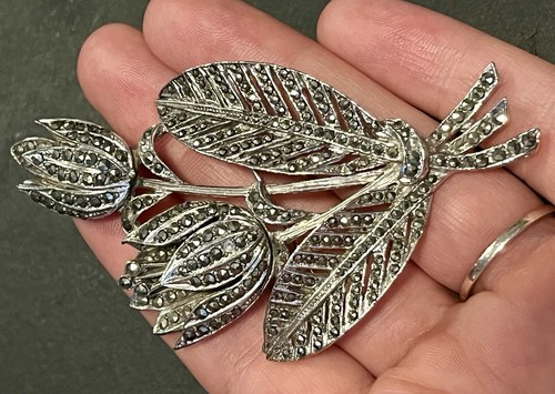 Large vintage marcasite - vintage, tulip
