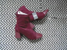 George Size 8(42) Claret Ankle Boots. New . Faux Suede & Faux Leather Look .