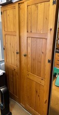 1970s vintage solid pine double wardrobe by Hamlet